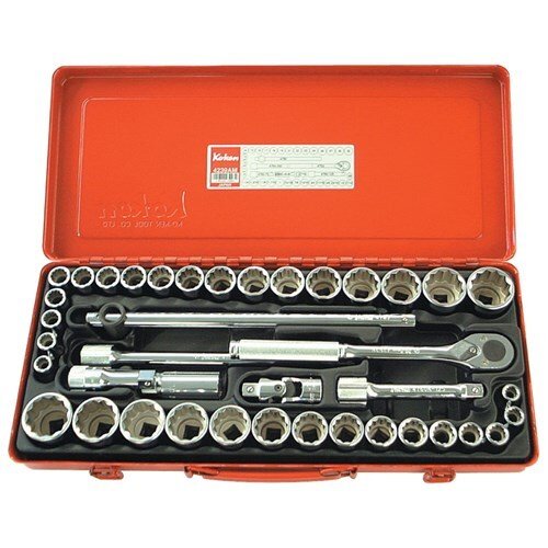 Ko - Ken Socket Set 1/2" Drive 12 Point AF/Metric, 40pcs - KO4239AM - AIMS Industrial Supplies