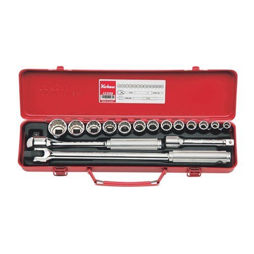Ko - Ken Socket Set 1/2" Drive 3/8 - 1" AF, 17pcs - KO4230A - AIMS Industrial Supplies