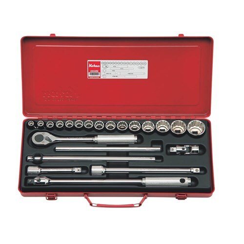 Ko - Ken Socket Set 1/2" Drive 9 - 32mm, 22pcs - KO4244M - AIMS Industrial Supplies