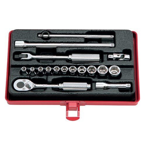 Ko-Ken Socket Set 1/4" Drive 4-12mm, 6 Point - 17 Pieces - KO2261M - AIMS Industrial Supplies