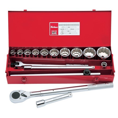 Ko-Ken Socket Set 3/4" Drive 12Pt 7/8 - 2" AF, 18 Pieces - KO6201A1