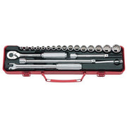 Ko-Ken Socket Set 3/8" Drive (6Pt & 12Pt) 6 - 22mm, 21 Pieces - KO3206M - AIMS Industrial Supplies
