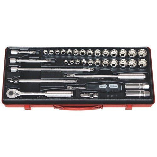 Ko-Ken Socket Set 3/8" Drive Metric & AF (9-22mm & 5/16"-7/8"AF), 35 Pcs - AIMS Industrial Supplies