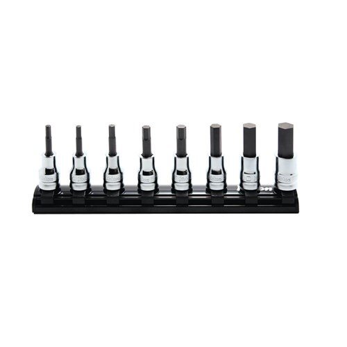 Ko-Ken Socket Set Inhex On Magnetic Rail 3/8" Drive (3 - 12mm) x 50mm, 8Pcs - AIMS Industrial Supplies
