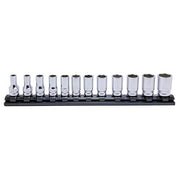 Ko-Ken Socket Set On Magnetic Rail 3/8" Drive 7 - 19mm, 12 Pieces - AIMS Industrial Supplies