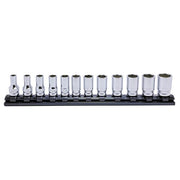 Ko-Ken Socket Set On Magnetic Rail 3/8" Drive 7 - 19mm, 12 Pieces1