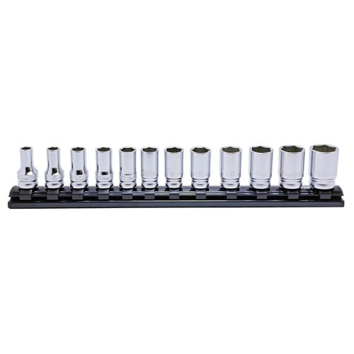 Ko-Ken Socket Set On Magnetic Rail 3/8" Drive 7 - 19mm, 12 Pieces1