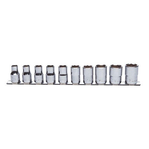 Ko - Ken Socket Set On Rail 1/2" Drive 10 - 22mm, 10pcs - KORS4400M/10 - AIMS Industrial Supplies