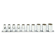 Ko - Ken Socket Set On Rail 1/2" Drive 10 - 22mm (12Pt), 10pcs - AIMS Industrial Supplies