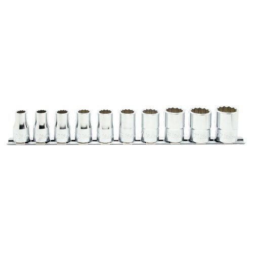 Ko - Ken Socket Set On Rail 1/2" Drive 10 - 22mm (12Pt), 10pcs - AIMS Industrial Supplies
