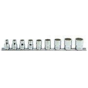 Ko-Ken Socket Set On Rail 3/8" Drive 12Pt 1/4 - 3/4" AF, 9Pcs - KORS3405A/9 - AIMS Industrial Supplies