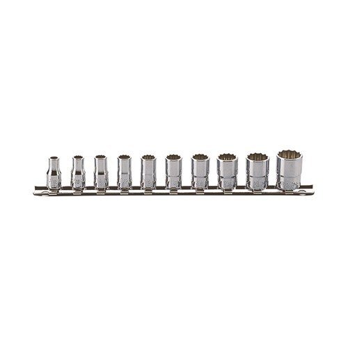 Ko - Ken Socket Set On Rail Aviation 1/4" Drive 3/16 - 9/16" AF, 10pcs - AIMS Industrial Supplies
