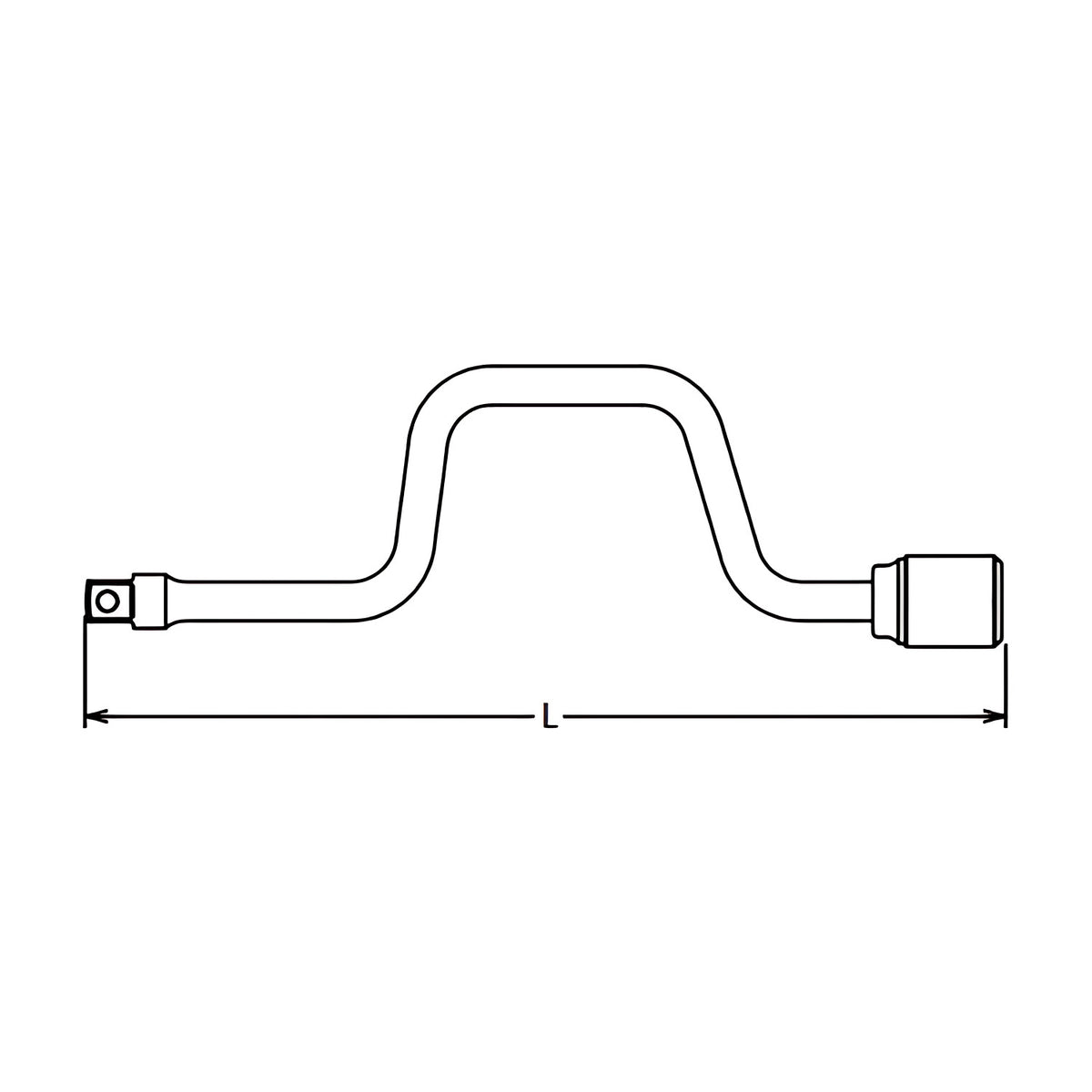 Dimension drawing of a Ko-Ken 3780 speed handle, with the overall length L marked