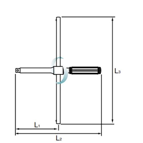 Ko-Ken Spinning Cross Wrench 1/2" Drive x 280 x 350mm - KO4711X2