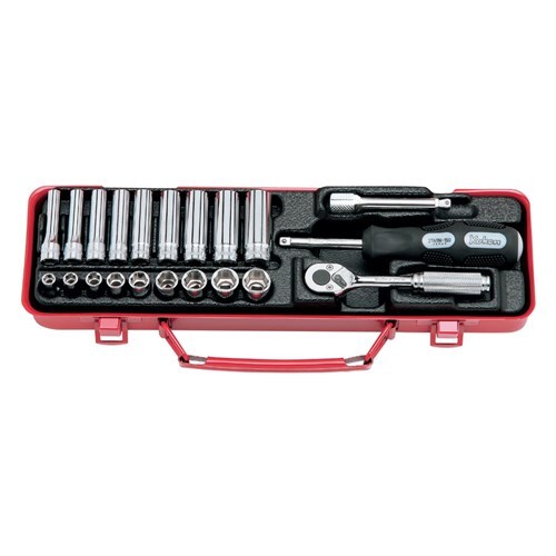 Ko-Ken Standard and Deep Socket Set 1/4" Drive, 6 Point - 21 Piecces1