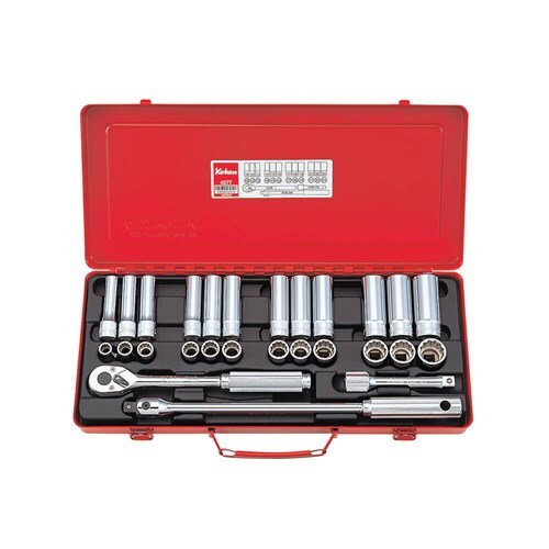Ko-Ken Standard & Deep Socket Set 1/2" Drive 12 Point, 27pcs - KO42771