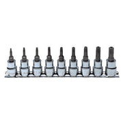 Ko-Ken Tamper Proof Torx Socket Set On Rail 3/8" Drive, 9 Pieces - AIMS Industrial Supplies