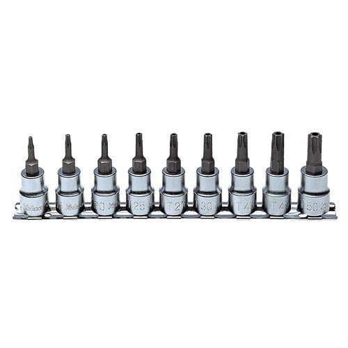 Ko-Ken Tamper Proof Torx Socket Set On Rail 3/8" Drive, 9 Pieces - AIMS Industrial Supplies