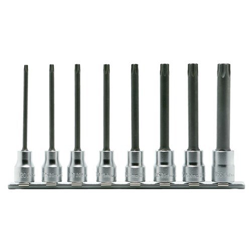 Ko-Ken Torx Inhex Socket Set On Rail 3/8" Dr. T20-T55 x 100mm Long, 8Pcs - AIMS Industrial Supplies