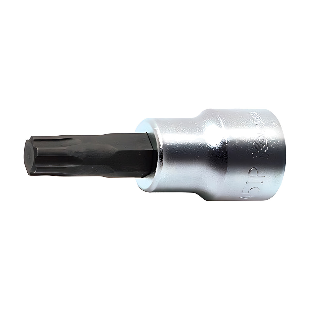 Ko-Ken 3025-50 TorxPlus bit socket in chrome, close-up of the bit and the knurled body with IP marking