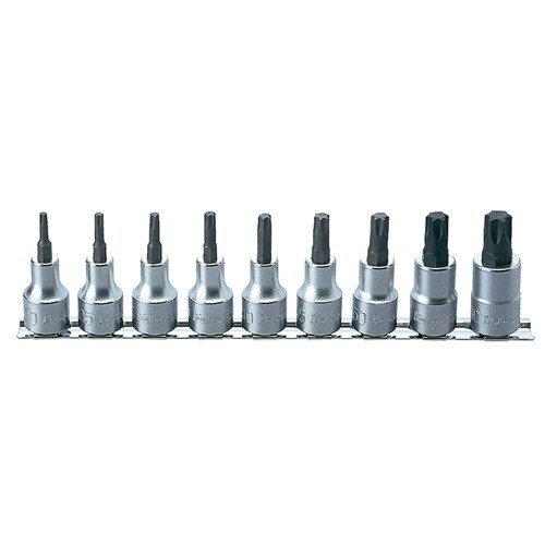 Ko - Ken Torx Socket Set On Rail 1/2" Drive T20 - T60, 9pcs - AIMS Industrial Supplies