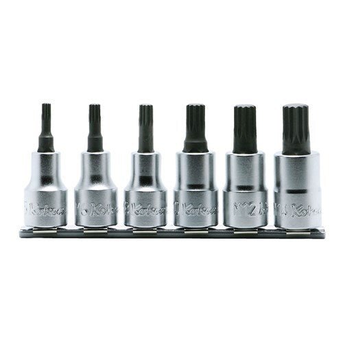 Ko-Ken XZN Socket Bit Set On Rail 1/2" Drive M5 - M14 , 6 Pieces - AIMS Industrial Supplies