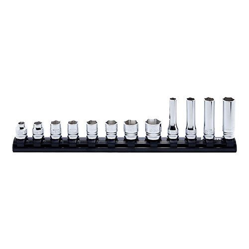Ko - Ken Z - Series 3/8" Drive Socket Set on Rail - Standard & Deep (8 - 19mm) - KORS3X00MZ/12, 12 pcs - AIMS Industrial Supplies