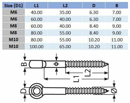 Lag Eye Screw - 316 Stainless Steel - AIMS Industrial Supplies