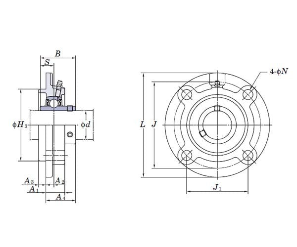Light 4-Bolt Spigotted Flange Cast Iron Bearing Housing3