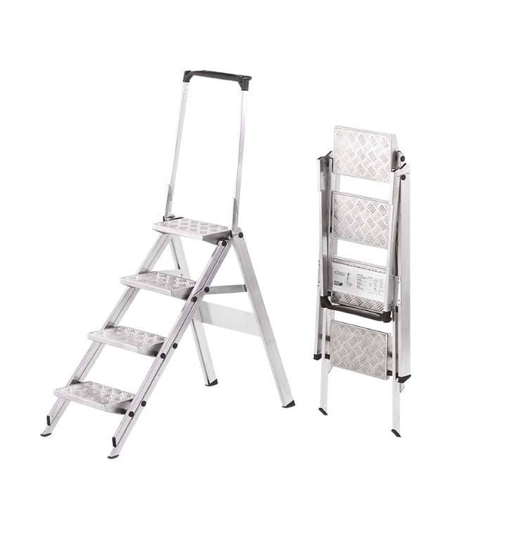 Little Jumbo Safety Steps 4 Step With Safety Rail Non-slip Aluminium Chequer Plate