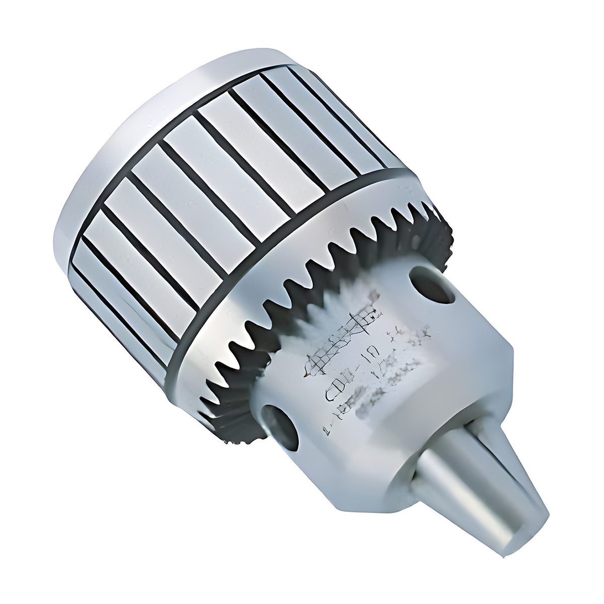 Llambrich CBB Ball Bearing Keyed Drill Chuck, silver chuck with ribbed sleeve and geared collar
