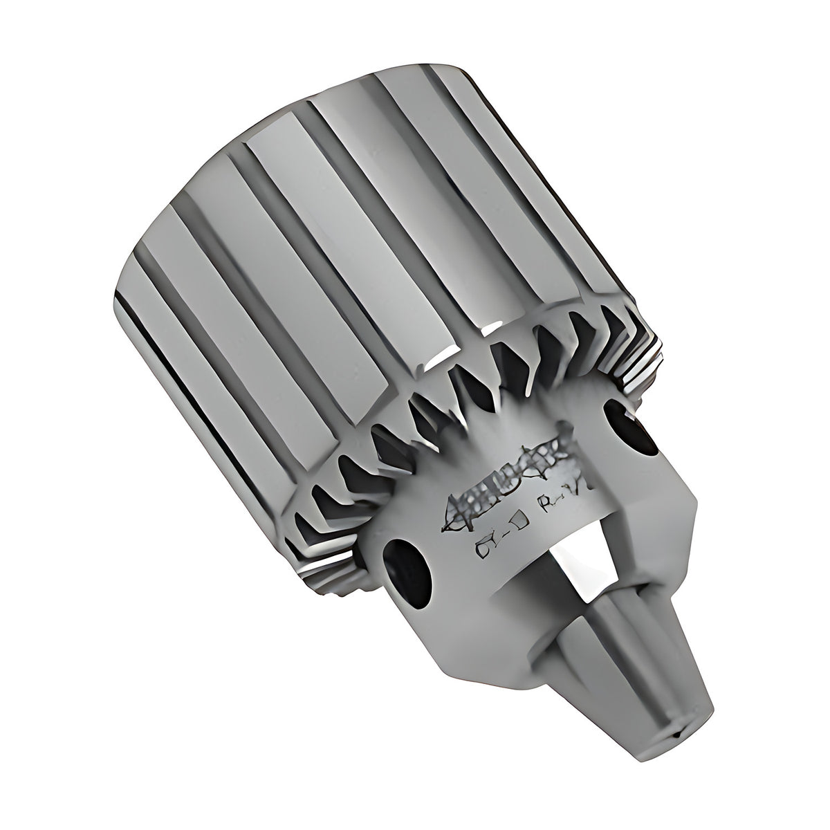 Llambrich CY Industrial Keyed Drill Chuck, silver ribbed sleeve with geared collar and key holes