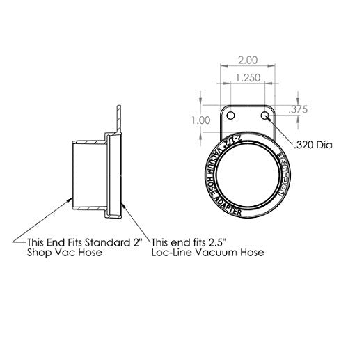 Loc-Line Shop Vacuum Hose Adaptor with Mounting Tab - AIMS Industrial Supplies