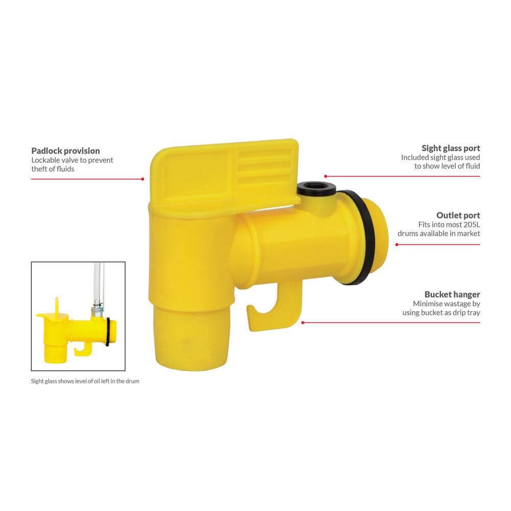 Lubemate 2" Drum Faucet With Sight Glass - AIMS Industrial Supplies