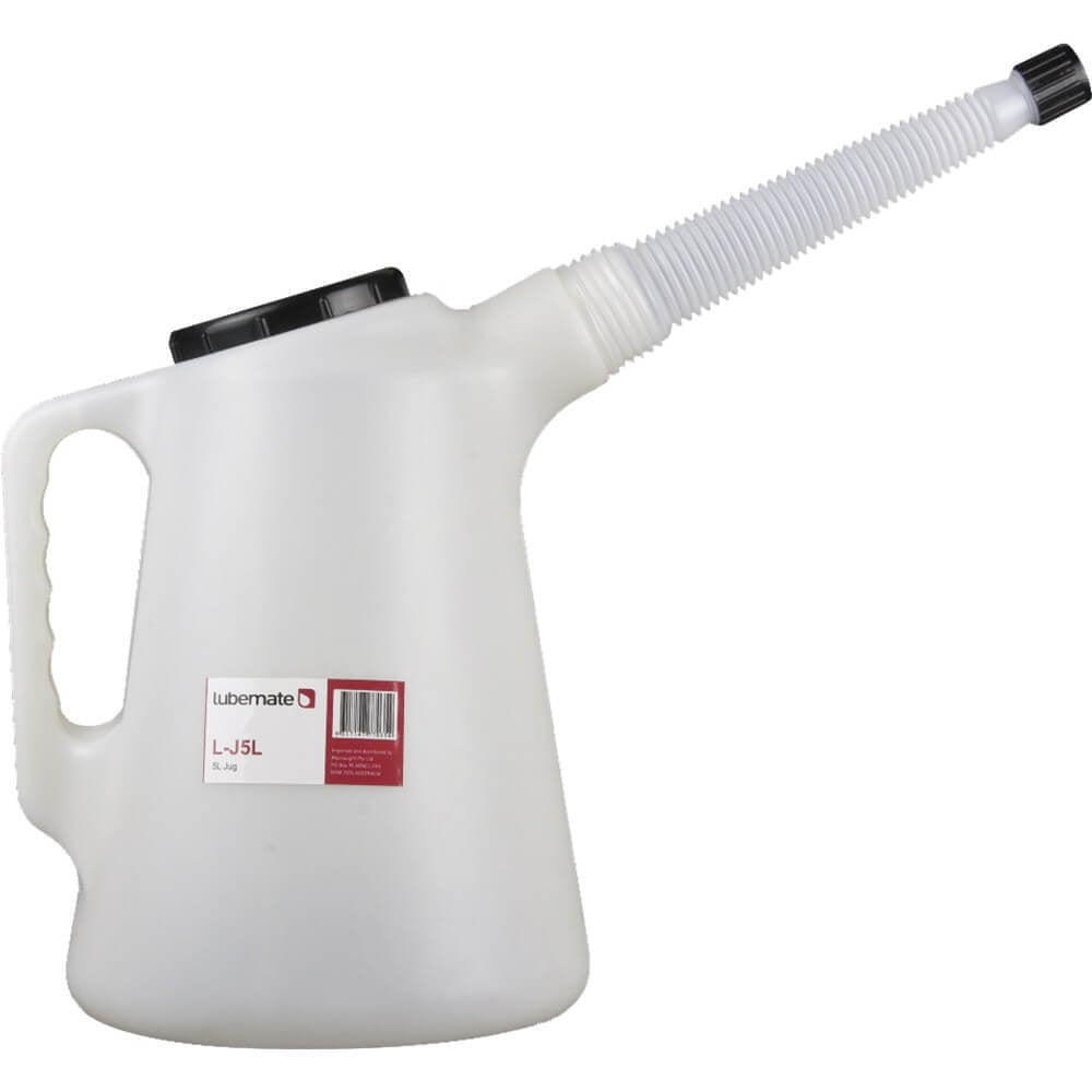 Lubemate 5L Plastic Measuring Jug w/ Flexible Spout - AIMS Industrial Supplies
