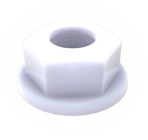 M12 Metric Hex Flange Nut Nylon Natural - Pack of 50