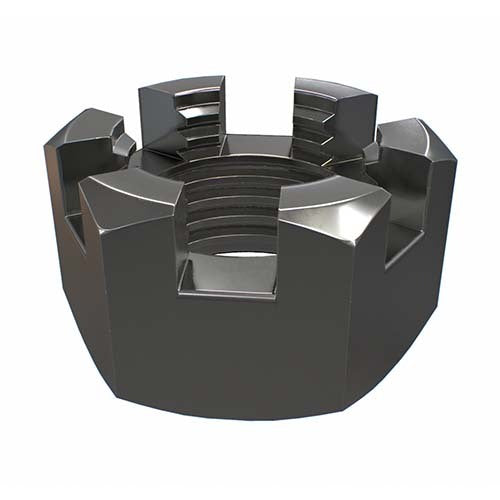 M16 x 1.5mm Metric Fine Hex Slotted Nut Class 5 Zinc Plated  - Pack of 25