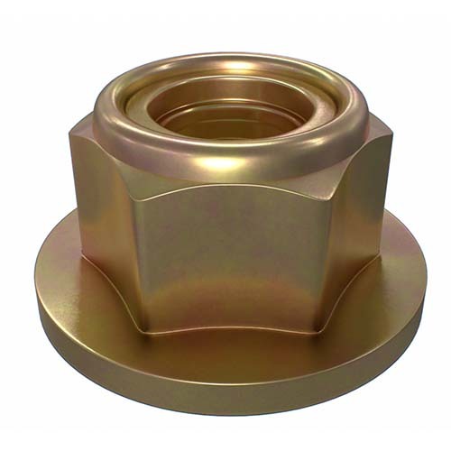 M16 x 2mm Hex Flange Nyloc Nut Class 10 Yellow Passivate  - Box of 100