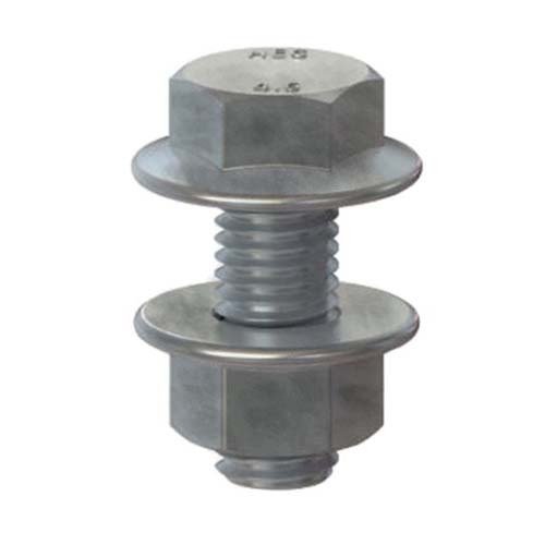 M16 x 35mm Purlin Hex Flange Bolt and Nut CL4.6 UTS HDG - Box of 100 - AIMS Industrial Supplies