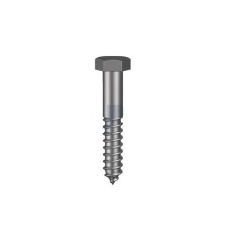 M16 x 75 Hex Coach Screw, Galvanised Mild Steel - Pack of 100