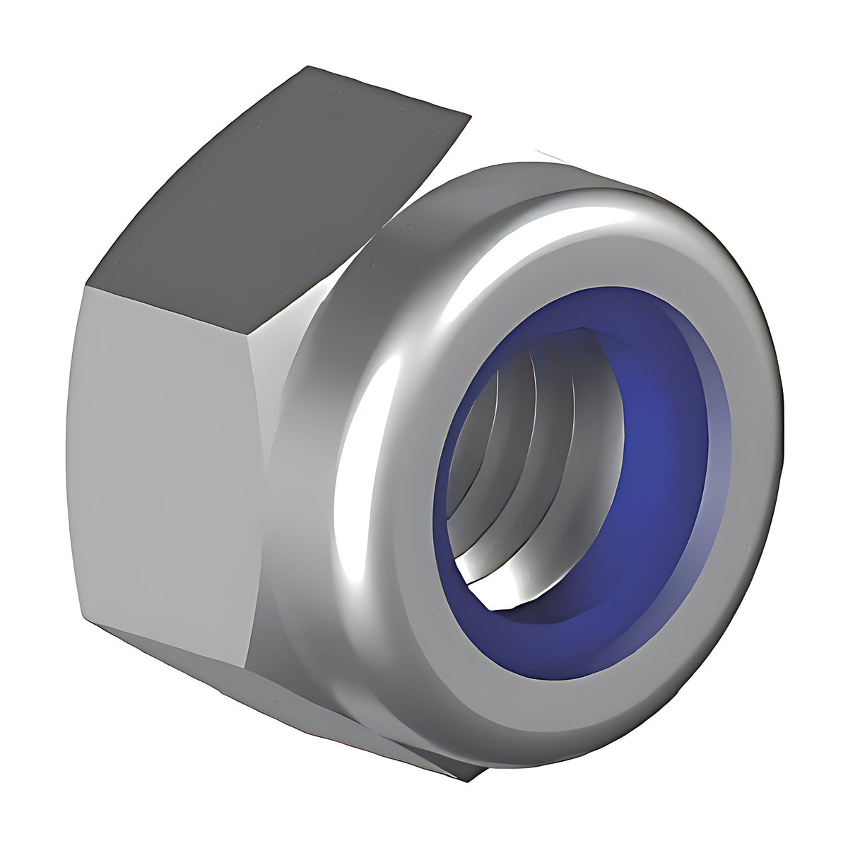 Hobson M30 Nyloc insert lock nut, zinc finish, silver nut with blue nylon insert, single piece