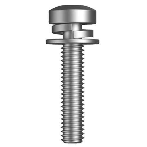 M4 x 12mm Sems Spring/Flat Metal Thread Pan Phillips Screw Zinc  - Box of 200