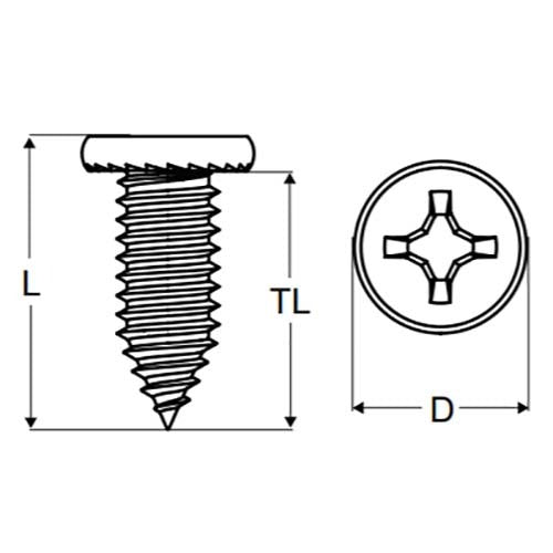 M6.2 x 16mm Flat Framing Serrated Screw Phillips Dr E-Coat Black  - Box of 10002