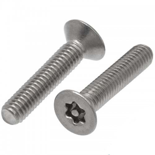 M6 x 16mm Security CSK Post Torx Metal Thread Screw 304 Stainless Steel - Pack of 100