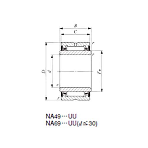 Machined Type Needle Roller 2RS w/Inner Ring - NA69UU2