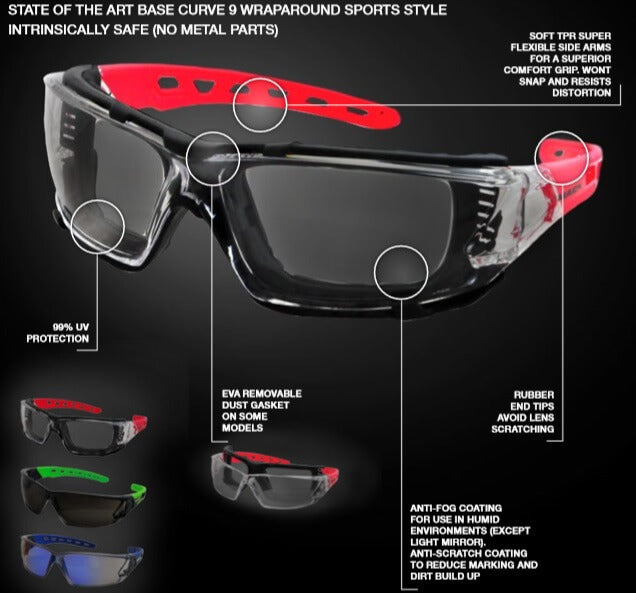 Mack Chronos Sports Style Safety Spectacles, Blue Mirror/Blue2