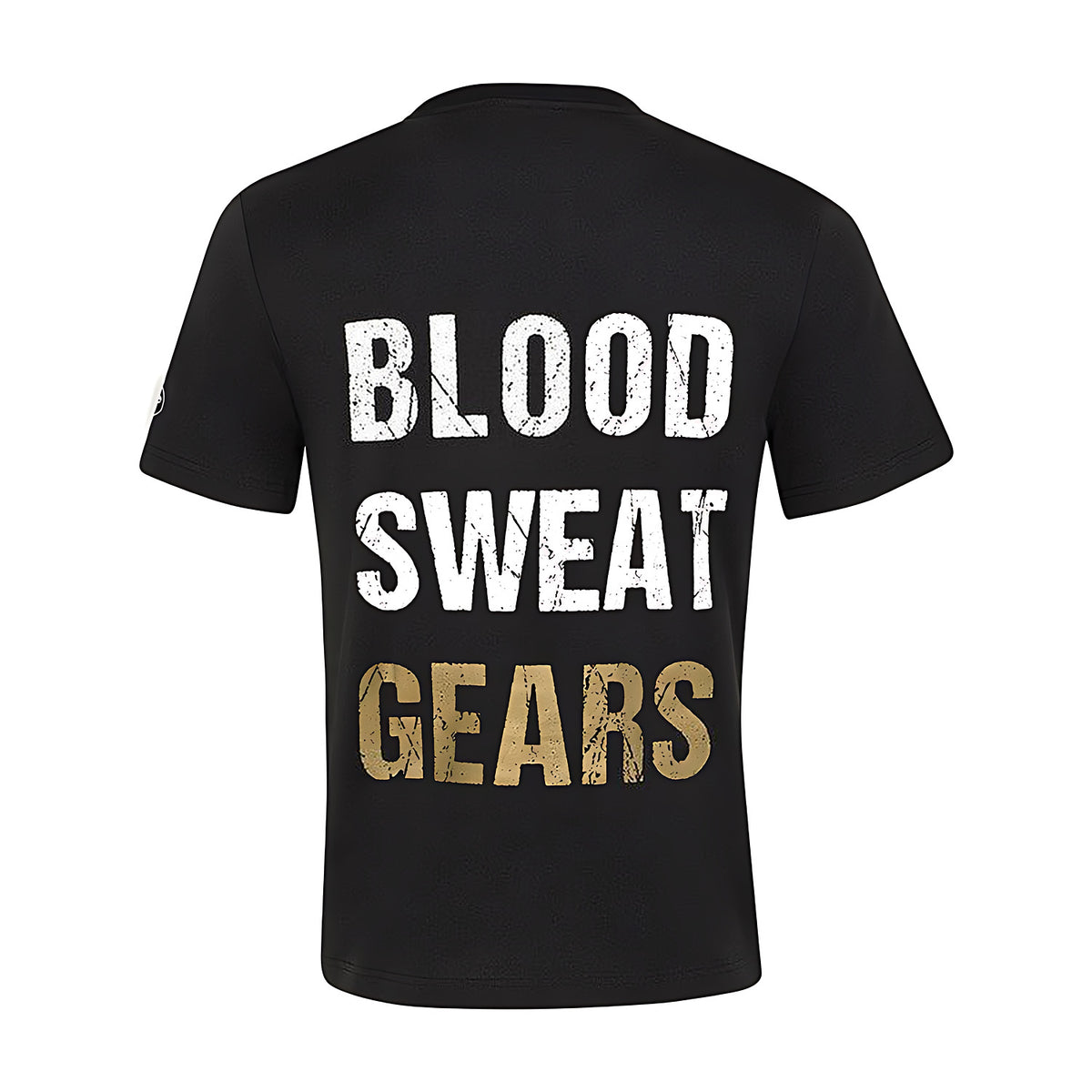 Mack Cotton Crew T-Shirt - Blood Sweat Gears Stack Print