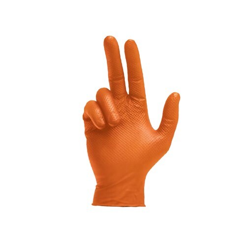 Mack Traction Nitrile Disposable Gloves Orange Large - Carton of 500 (10 Boxes of 50)