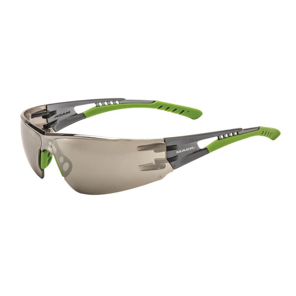Mack VX2 Lightweight Safety Spectacles, GreenSmoke Mirror/CrystalGreen - Pack of 12 - AIMS Industrial Supplies