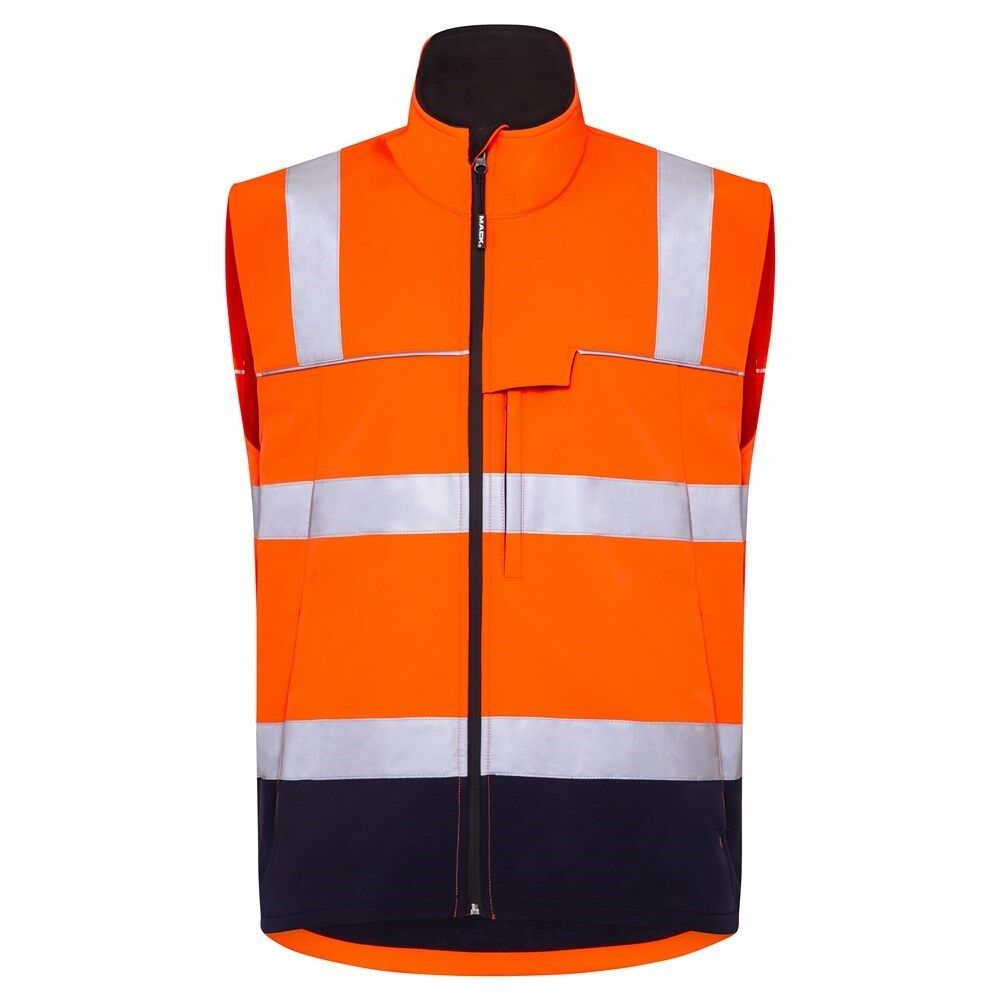 Mack Xenon 2Tone Hi Vis Taped Recycled Softshell Vest Orange/Navy Size Small